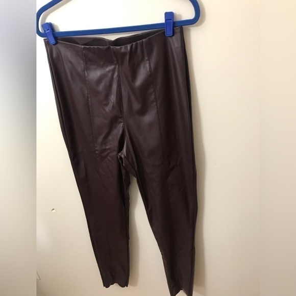 H&m Womens Faux Leather High Waist Solid Elasticized Waistband Leggings Size 12 - Picture 4 of 12
